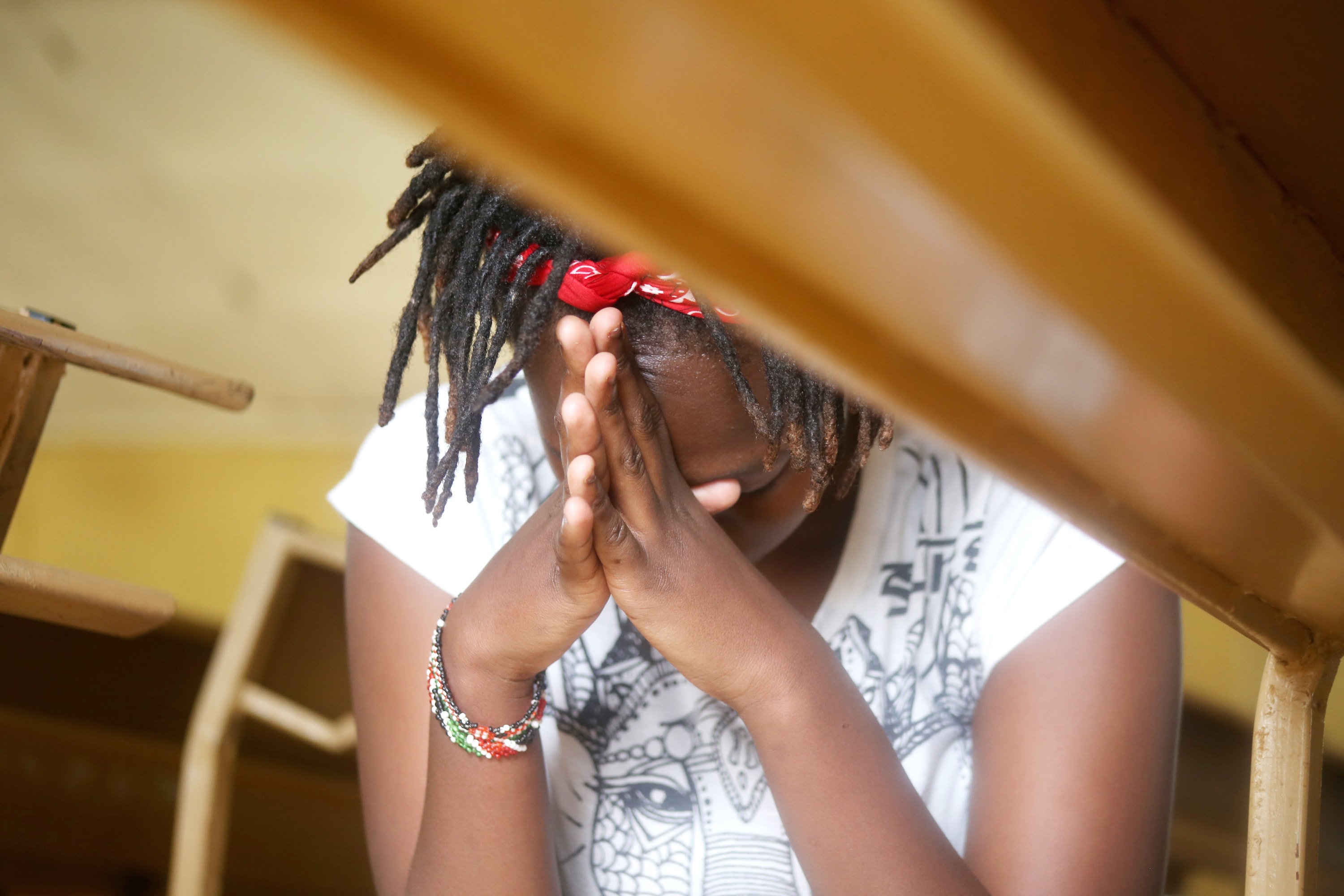 Maria Njeri at Moi University Grace Chapel during an afternoon prayer fellowship on April 1, 2016. (Billy Mutai/GroundTruth)