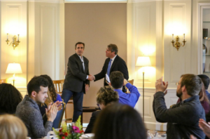 GroundTruth founder Charles Sennott and ABC News correspondent Bob Woodruff at the International House in New York City (Jay Espy/GroundTruth) 