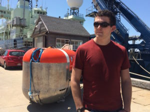 Andrew Bake was part of 2041 Foundation's expedition to Antarctica in March 2016. He's pictured here at Woods Hole Oceanographic Institute in Woods Hole, Mass., as part of his weeklong practicum at The GroundTruth Project. (Photo by Anne O'Brien/The GroundTruth Project)