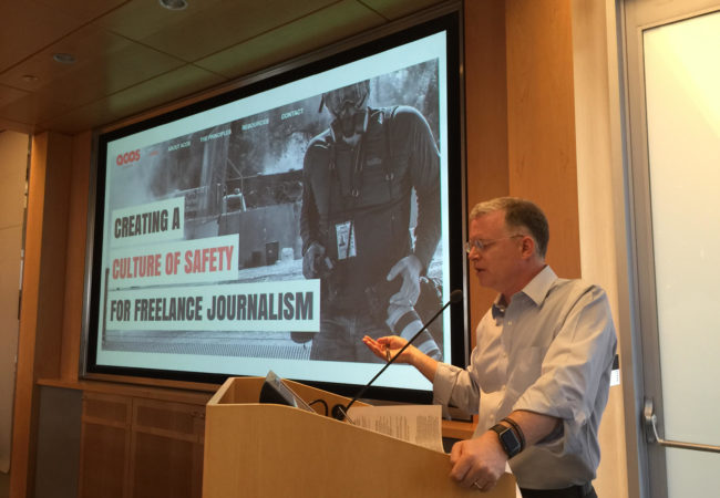David Rohde, national security investigations editor at Reuters, leads a session at the Foreign Editors Circle meeting hosted by The GroundTruth Project on May 13, 2016. (Charlie Sennott/GroundTruth)