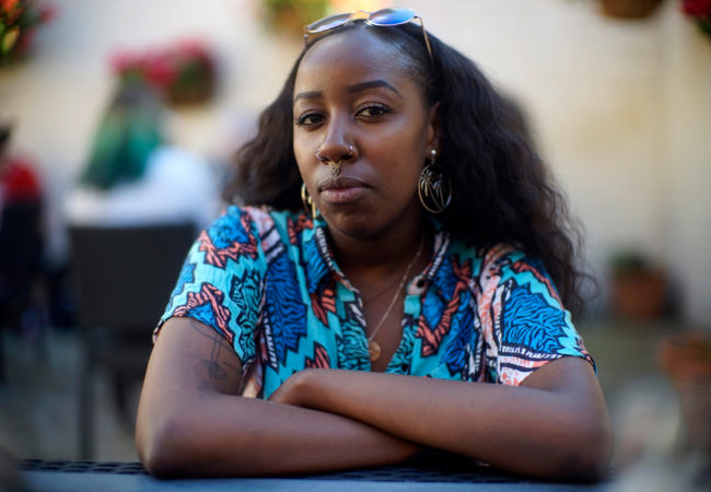 "I fear what will become of my generation," said Anita Israel, a 23-year-old student in London. Her family immigrated from Kenya to London when she was an infant, and the vote in favor of Brexit has left her feeling uncertain. (Photo by Jocelyn Bain Hogg/GroundTruth)
