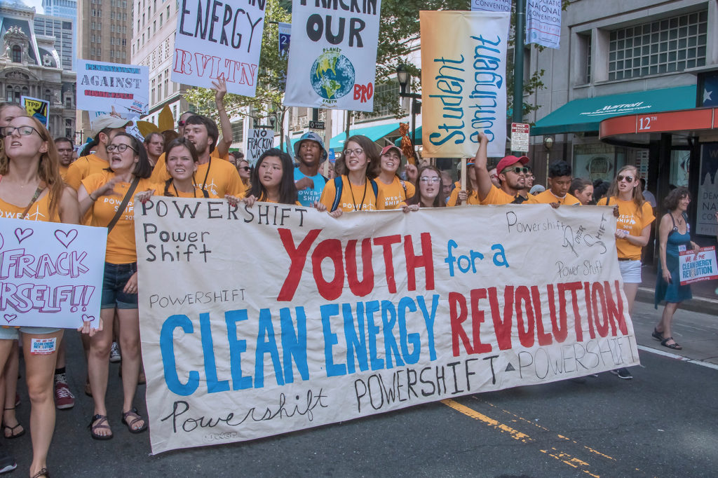 Young adults advocating for clean energy at the Democratic National Convention in Philadephia. (Photo by Bob Simpson/Flickr)