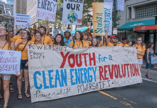 Young adults advocating for clean energy at the Democratic National Convention in Philadephia. (Photo by Bob Simpson/Flickr)