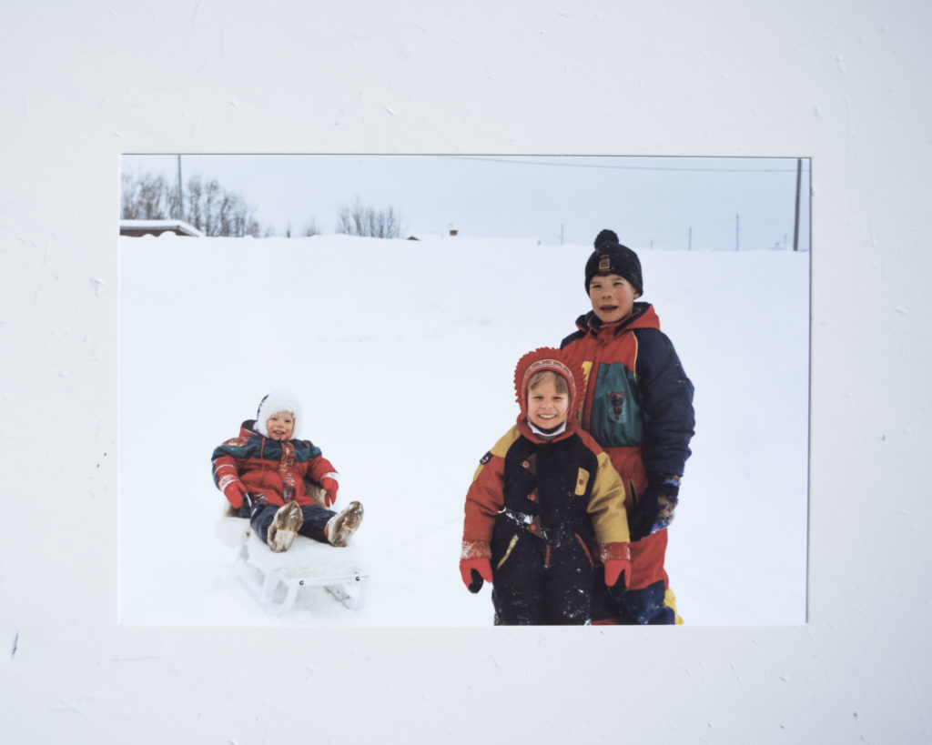 Childhood memories from the Marainen family album. Heaika (left), Sire (middle) and Gusto (right) out playing in the snow during winter.
