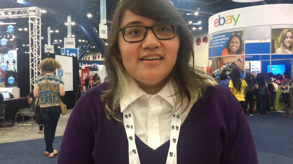 Maybellin Burgos at the Grace Hopper Celebration of Women in Computing in Houston, Texas. (Peter Maroulis/GroundTruth)