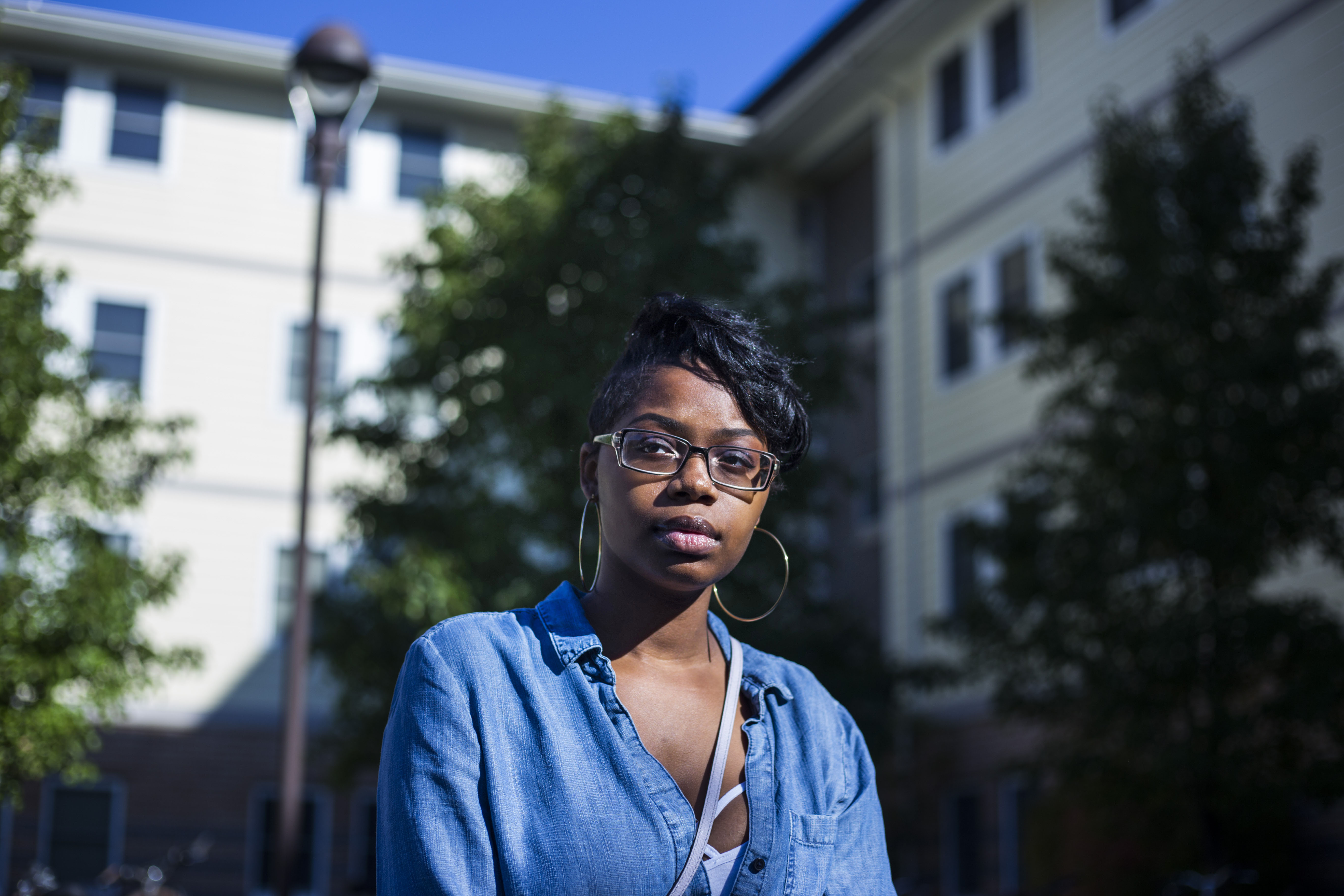 Jattara Johns, 18, outside of her dorm at The University of Michigan Flint in Flint, Mich., on October 23, 2016. A native of Pontiac, Mich., Johns said she just hasn't been interested in the 2016 presidential election. "I feel like this was a bad year for me to turn 18 and vote. I feel like this is the worst election possible," Johns said. "I know I have a say, I know I can put in my vote, but like, even if, say I vote for Hillary, even if she does win, like what is she going to do exactly for me?"