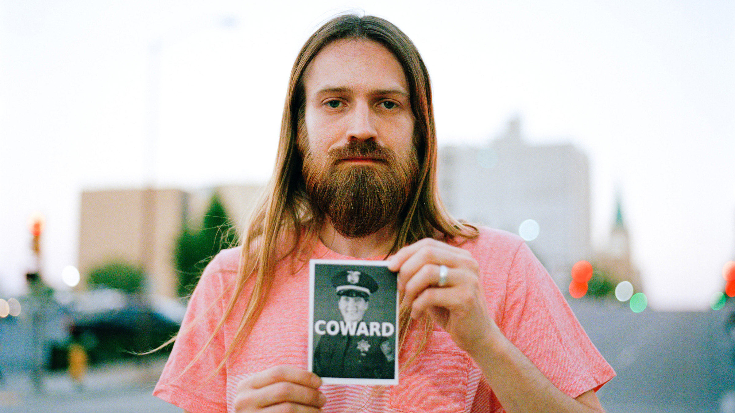 Zach Miller, 33, protests police in Tulsa, Oklahoma. (Photo by Edwin Torres/GroundTruth)