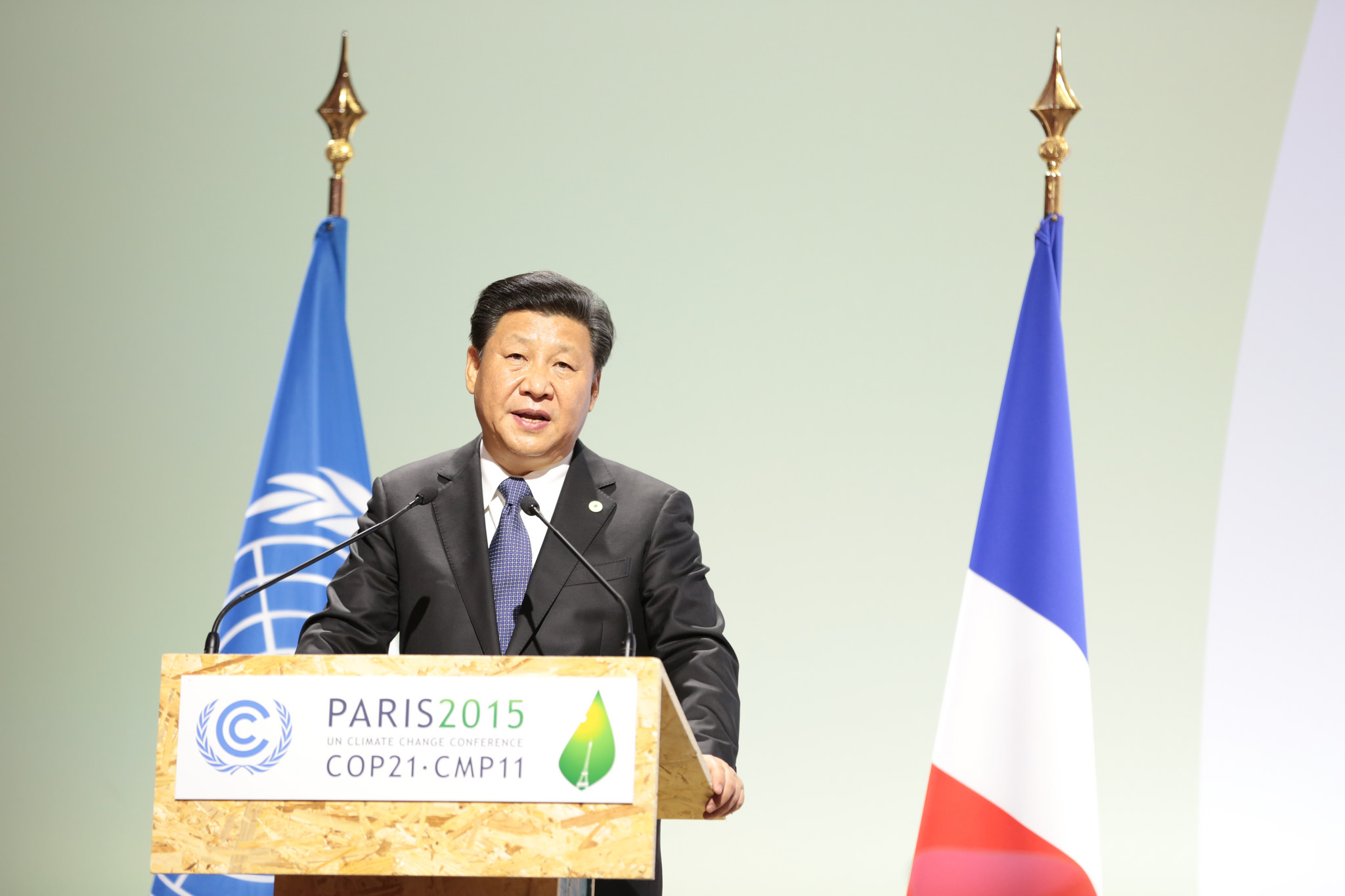 China's president, Xi Jinping, spoke at the U.N. Conference of the Parties in 2015, where he and U.S. President Barack Obama backed a historic climate change agreement in Paris. (Photo by UNclimatechange/Flickr User)