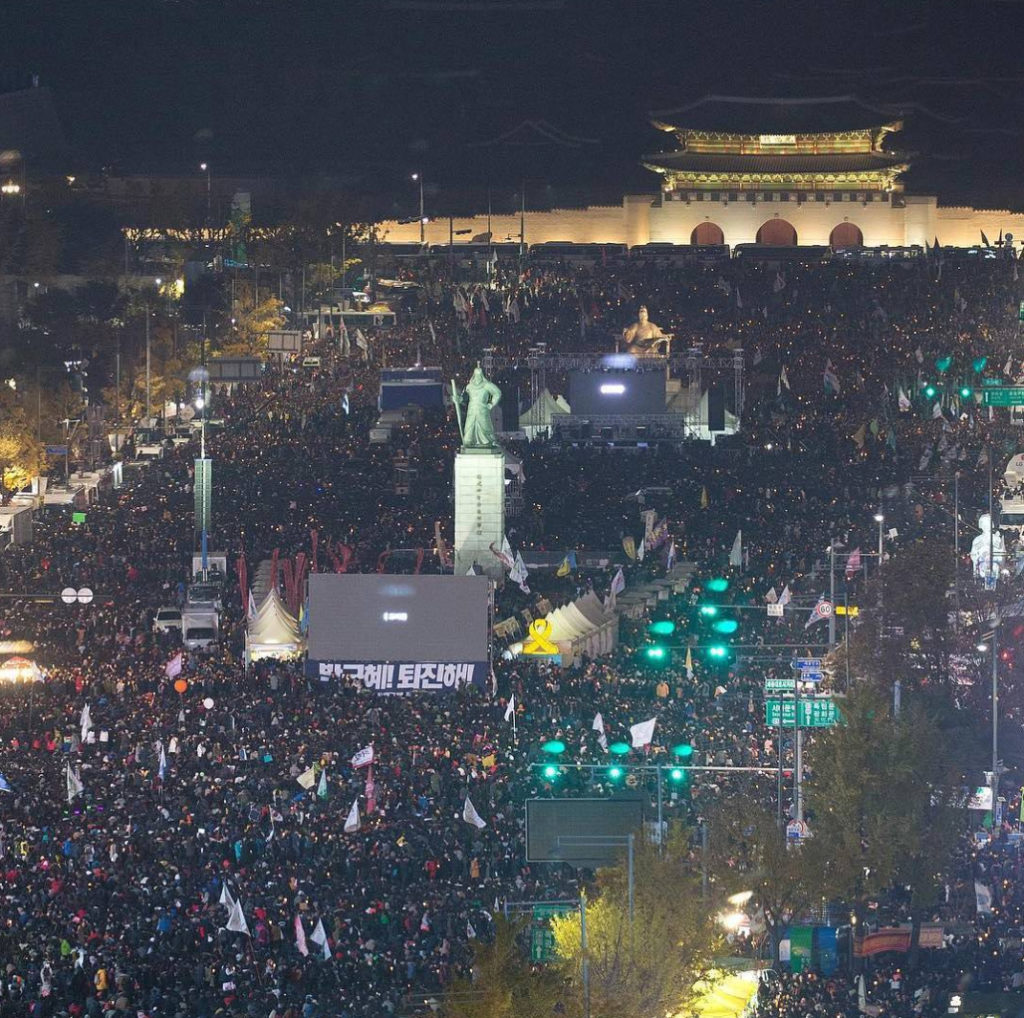Hundreds of thousands – and by some estimates, millions – of protesters have turned out for six consecutive weekends, calling on President Park Geun-hye to resign. (Photo by bhd_h/Instagram User)