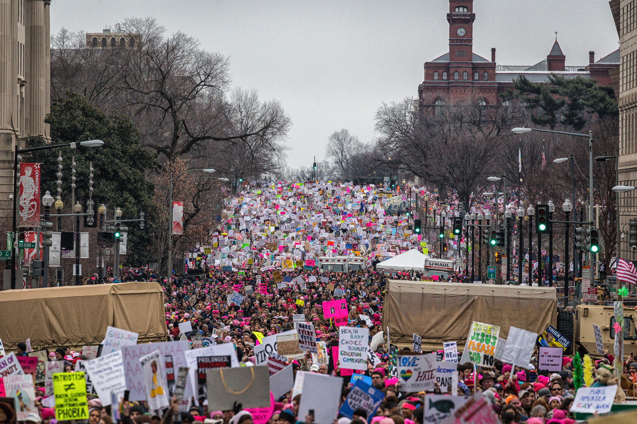 Thousands marched in the name of women's rights and a list of other major causes on Jan. 21, 2017 in Washington D.C., where an estimated crowd size of 485,000 people or more gathered. (Photo by Mobilus In Mobili/Flickr User)