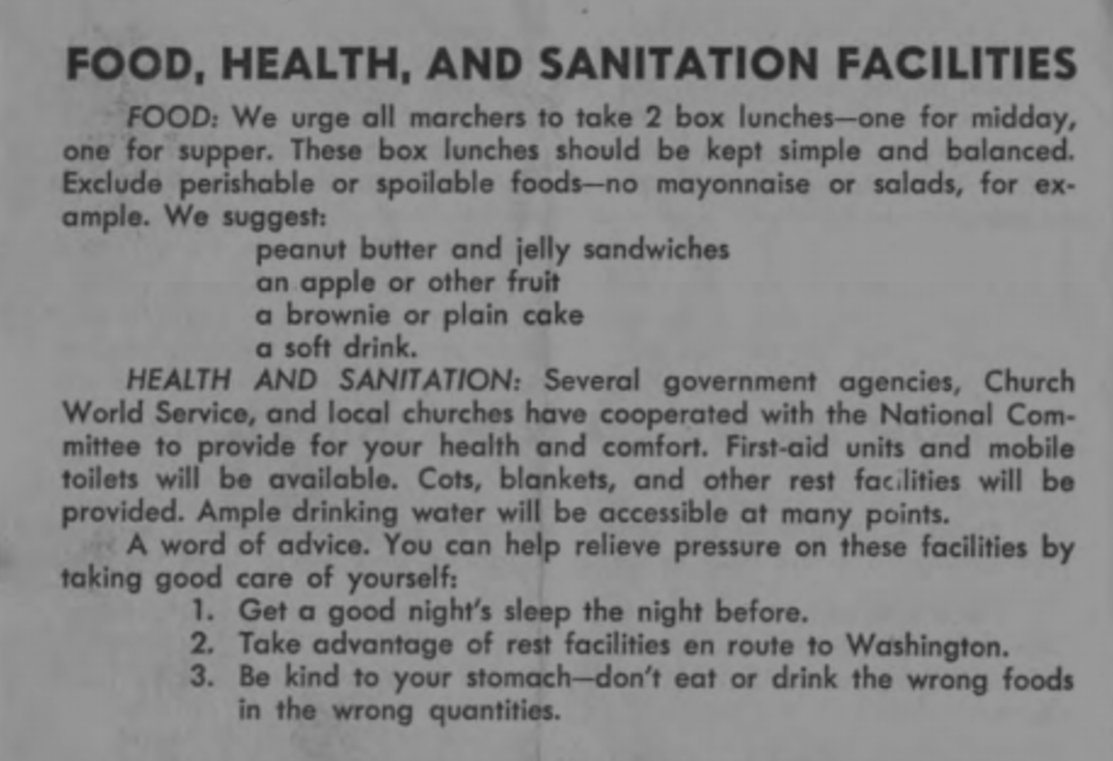 Excerpt from a program preparing protestors for the March on Washington for Jobs and Freedom. (Photo via The King Center)