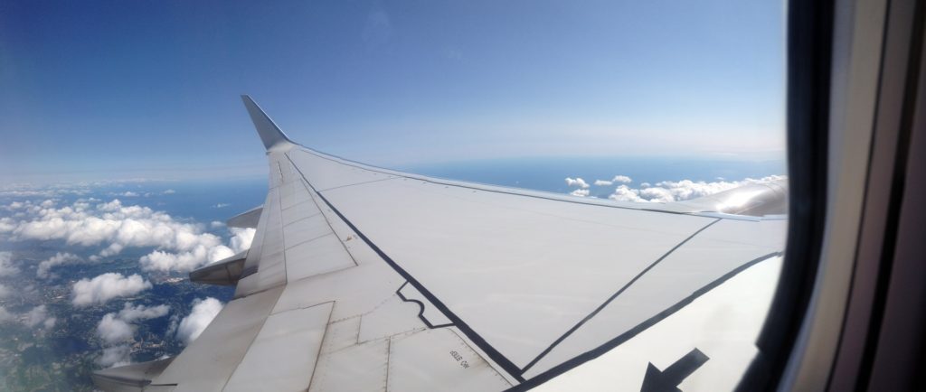View from the window of an airplane.