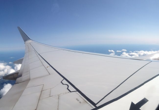 View from the window of an airplane.