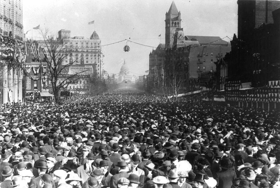 On March 3, 1913, Suffragists marched in massive crowds down Pennsylvania Avenue in Washington, D.C. (Photo via Library of Congress)