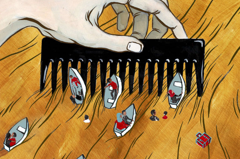 11 million Syrians have fled their homes since the outbreak of the civil war in March 2011. How do we get people to realize that their stories are really our stories? (Illustration by Greta Kotz)