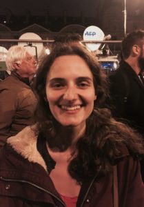 Alexandra Boullet is pictured on election night in Paris. (Photo by Emily Schultheis/GroundTruth)