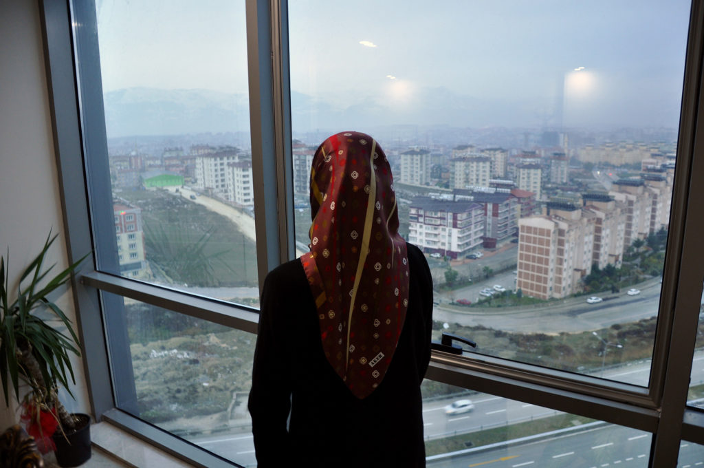 Kubra Golge (pictured) says her husband, Serkan, has been held on bogus charges by the Turkish government. (Lauren Bohn/GroundTruth)