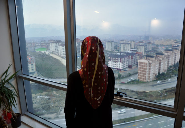 Kubra Golge (pictured) says her husband, Serkan, has been held on bogus charges by the Turkish government. (Lauren Bohn/GroundTruth)