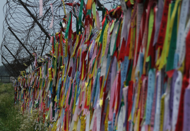 South Koreans who left behind their ancestral homes in North Korea when it was divided leave messages on ribbons at Imjingak Park in Paju, South Korea. The park near the South Korea-North Korea border commemorates the division of the two countries and the ongoing pain it has caused. (U.S. Army Garrison Red Cloud/Flickr Creative Commons)