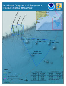 Map of the Northeast Canyons and Seamounts (Courtesy NOAA)