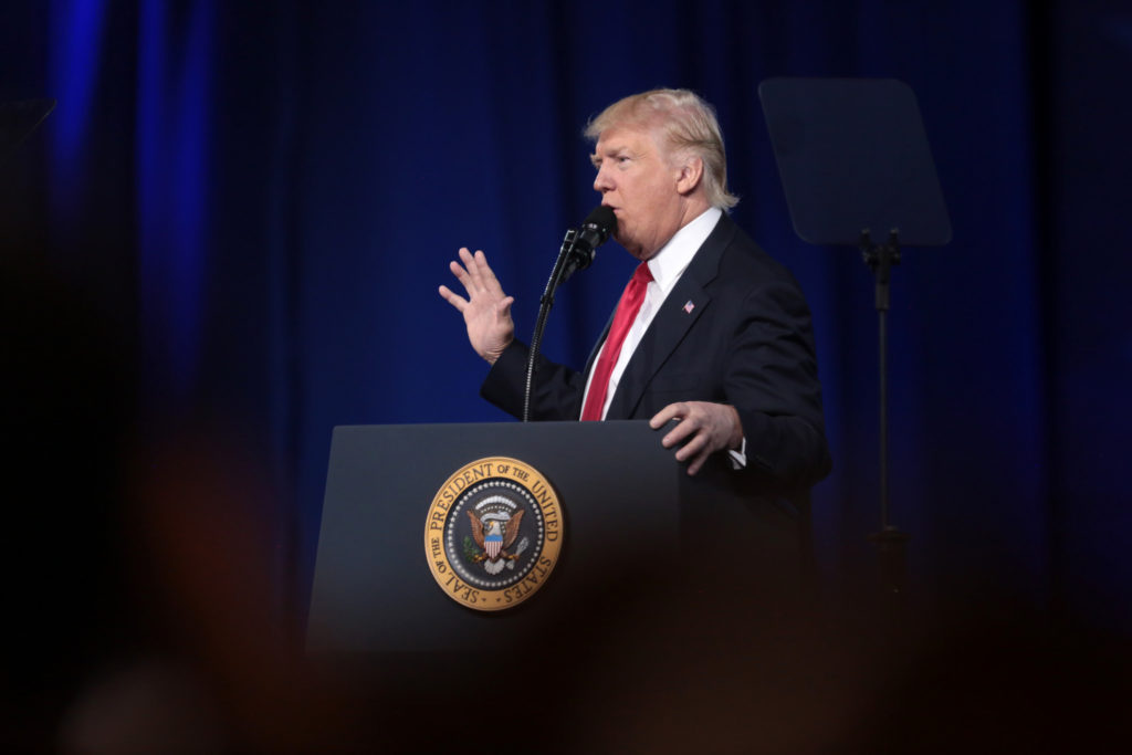U.S. President Donald Trump, pictured here at the 2017 CPAC conference in Maryland. (Gage Skidmore/Flickr Creative Commons)