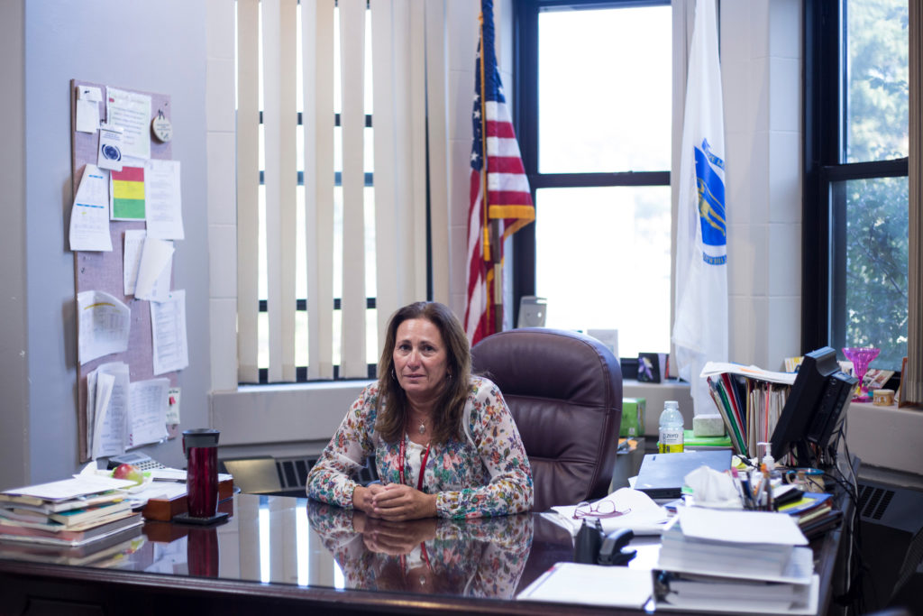 Diane Bauer the principal for the High School of Commerce in her office in Springfield, Mass., on Tuesday, September 12, 2017. (Photo by Brittany Greeson)