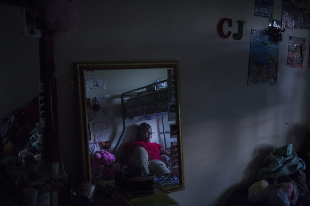 Tre'ana Taylor, 17, in her room, which she shares with her sister and niece, at her home in Springfield, Mass., on Monday, September, 11, 2017. At the age of 15, Taylor faced both a pregnancy and the subsequent loss of her son, C.J., when he was born prematurely. She has high hopes of being a mother again once she's completed her schooling to become an OB-GYN. (Photo by Brittany Greeson)