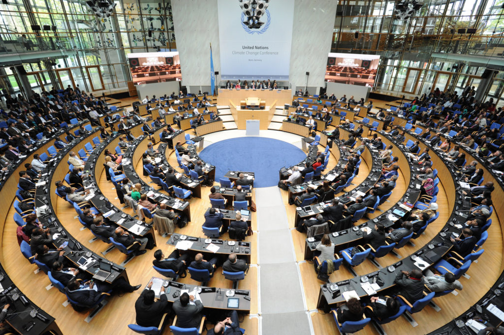 A shot of the 21st annual “conference of the parties” (COP) under the UN Framework Convention on Climate Change (UNFCCC), which took place in 2014. This year's conference will mark the 23rd COP climate change meeting.