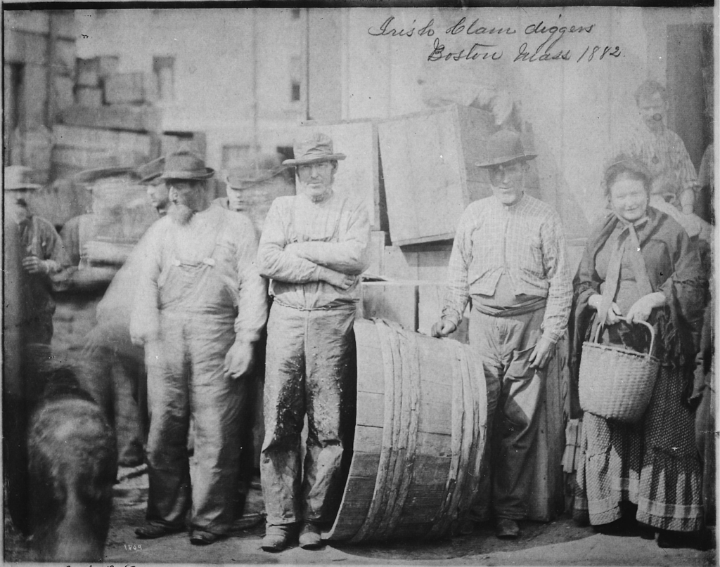 Bearded Irish clam diggers on a wharf in Boston in 1882. (U.S. National Archives and Records Administration/Wikimedia Commons)