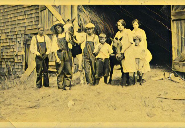 ‘The family, pony, and saddle horse,’ is a photograph from the City of Boston School Department’s Jamaica Plain High School collection. The photo was taken between 1900-1920. (Photo from City of Boston Archives with Prisma filter)