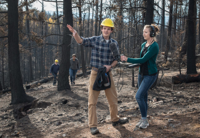 GroundTruth reporting fellow Rachel Cramer interviews Zack Porter in Montana. (Photo by Ben Brody)