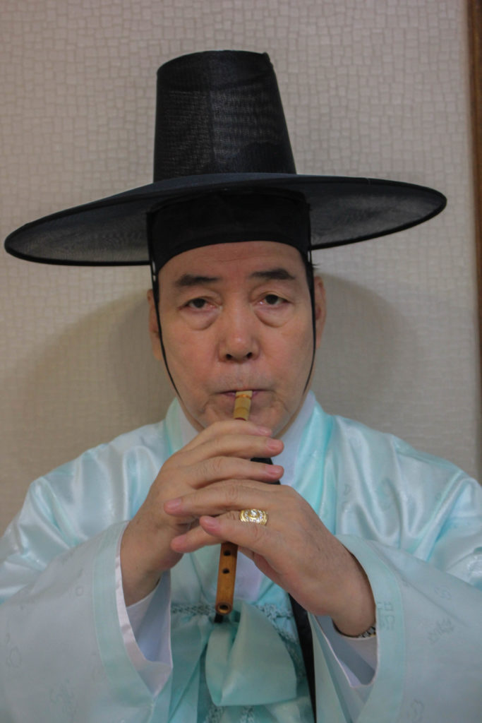 One of the most important parts of shamanic ceremony is the use of traditional Korean instruments. (Miranda Mazariegos/GroundTruth)