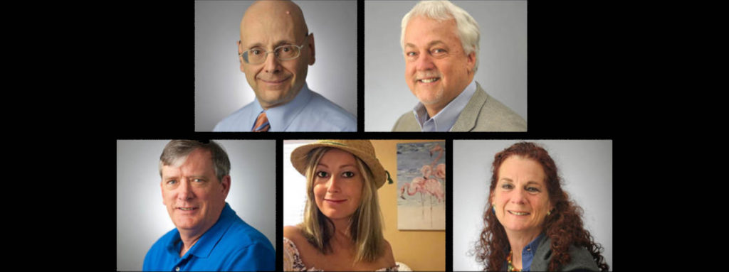 Clockwise from top left: Gerald Fischman, Rob Hiassen, Wendi Winters, Rebecca Smith and John McNamara. (Images courtesy of the Capital Gazette)