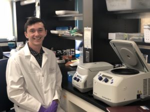Chris Clark, an undergraduate research assistant at the Timme-Laragy lab at UMass Amherst. (Photo by Paige Williams/GroundTruth)