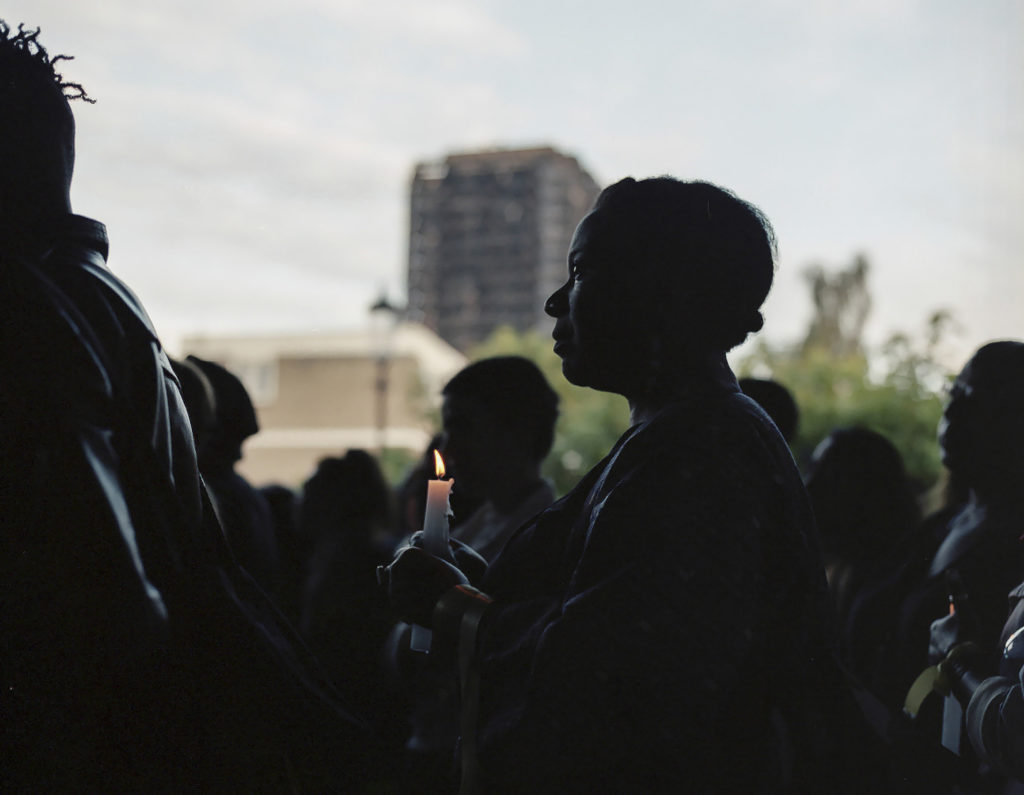 A candle light vigil was held under the West Way, weeks after the fire of Grenfell Tower, June 14th 2017.