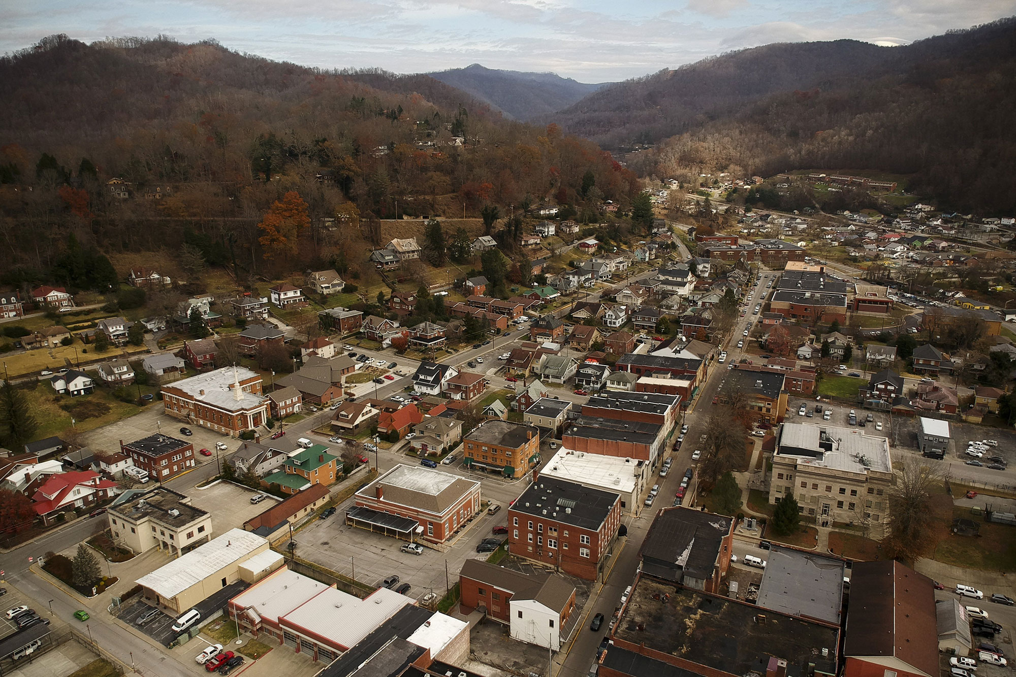 An aerial view of Harlan, Ky., on Thursday, Nov. 28, 2018. Photo by Alex Slitz / aslitz@herald-leader.com